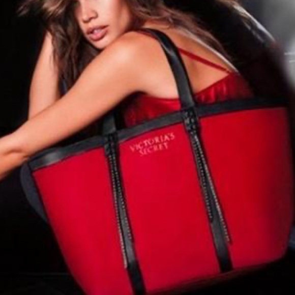 Victoria's Secret Red and Black Structured Tote - Picture 1 of 5